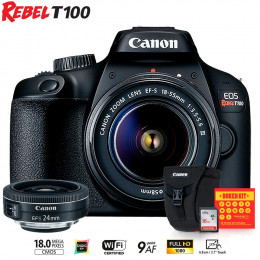 Canon T100 com lente EF-S 24mm