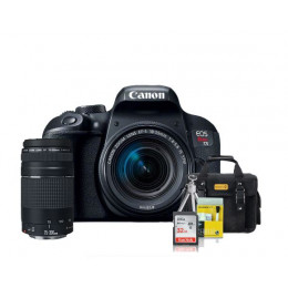 Canon T7i (800D) Kit Premium 18-55mm / 75-300mm   Bolsa   Cartão 32GB   Mini Tripé   Kit Limpeza
